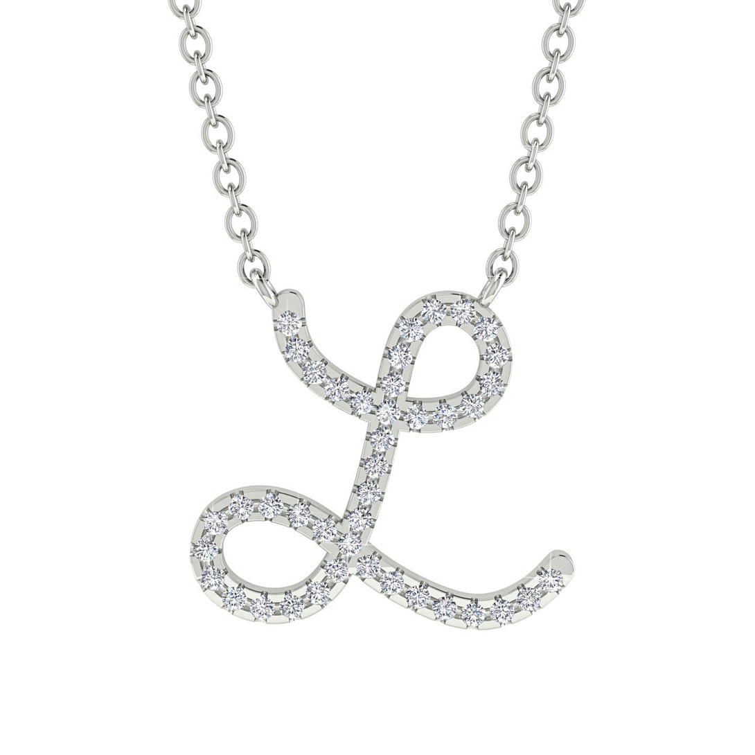 Diamond Gold Letter Necklace - L